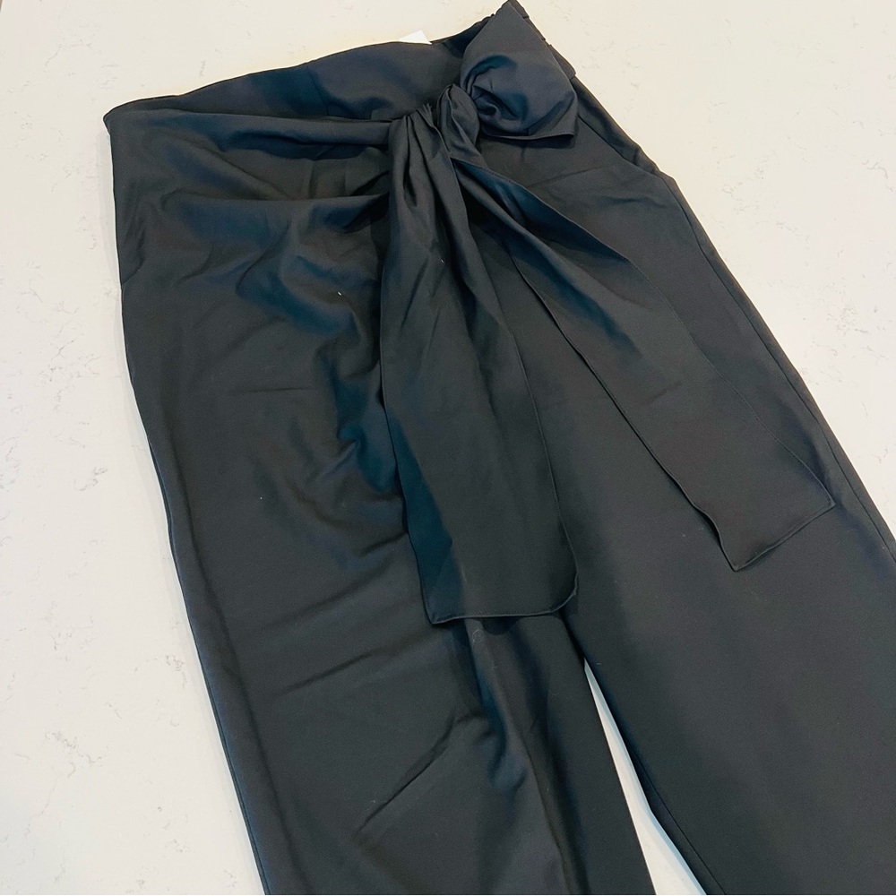 Zara Black Women's Pants with Bow/Tie Detail